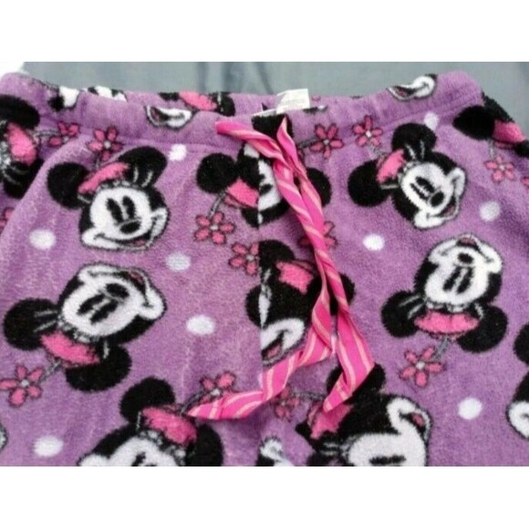 Minnie Mouse Disney Woman's Lounge Pants Size M (8/10) Purple Fluffy Fleece - Picture 6 of 6